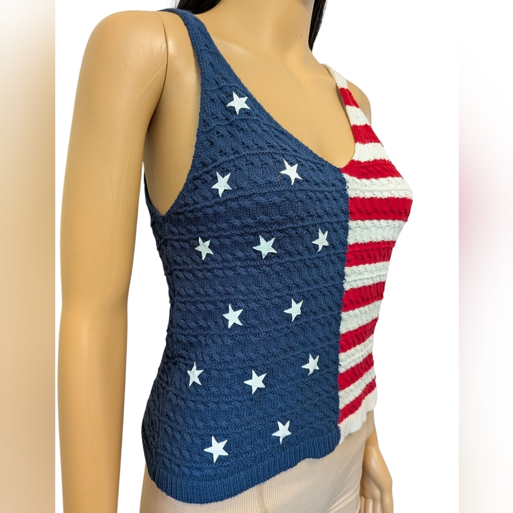 American Flag Knit Tank Top Small - Picture 2 of 12